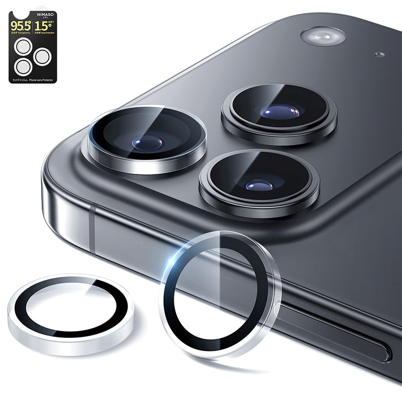 NIMASO iPhone 17/Pro/Pro Max/Air用 カメラフィルム 黒縁取り ガイド枠付き【1枚】