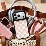 NIMASO iPhone 17/Pro/Pro Max/Air用 ケース MagSafe対応 可愛い おしゃれ 傷付き防止 スマホケース（チェッカーシリーズ）白黒・白粉のチェック柄