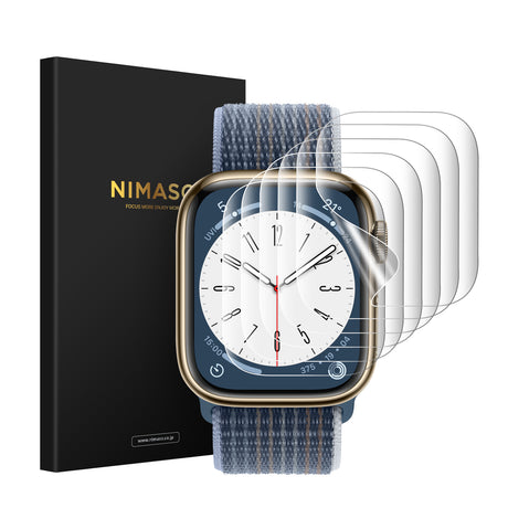 NIMASO Apple Watch Series 9/8/7 45mm 用 防水 気泡レス フィルム 6枚入り