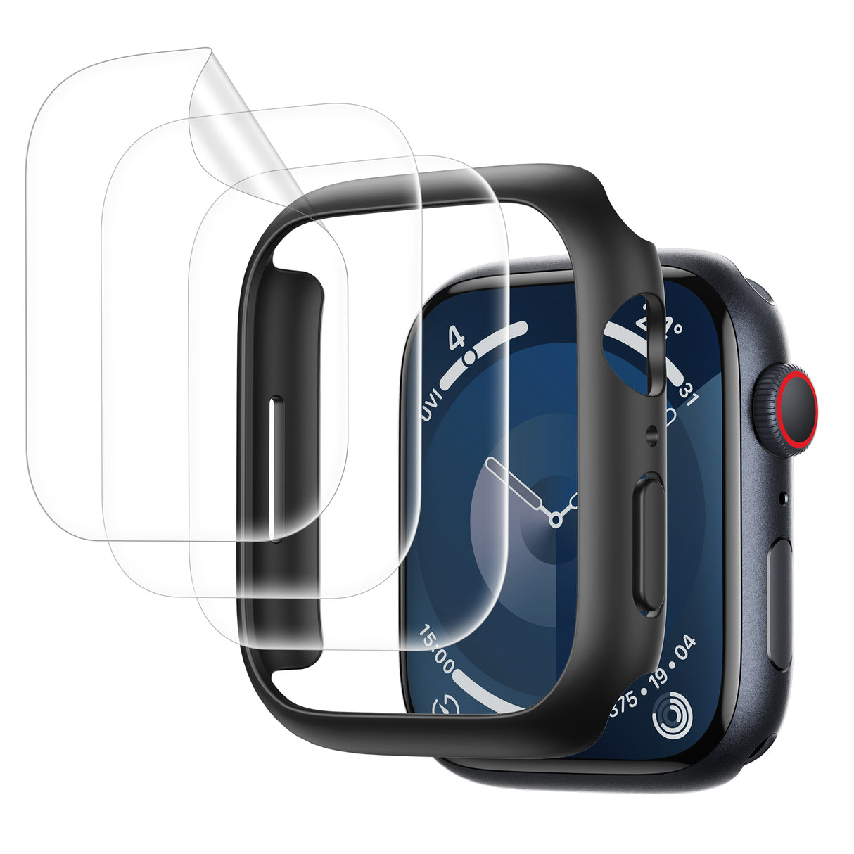 NIMASO Apple Watch Series 11/10/9/8/7 42/45/46mm用保護カバー 保護フィルム付き【3枚組】軽量 側面衝撃防止 高感度タッチ 指紋防止 気泡レス