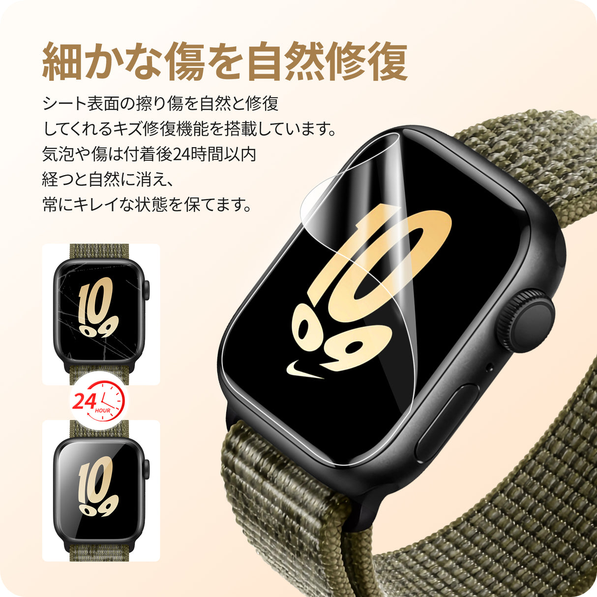 NIMASO Apple Watch (42mm/44mm）用フィルム 防水 気泡レス【6枚入り】