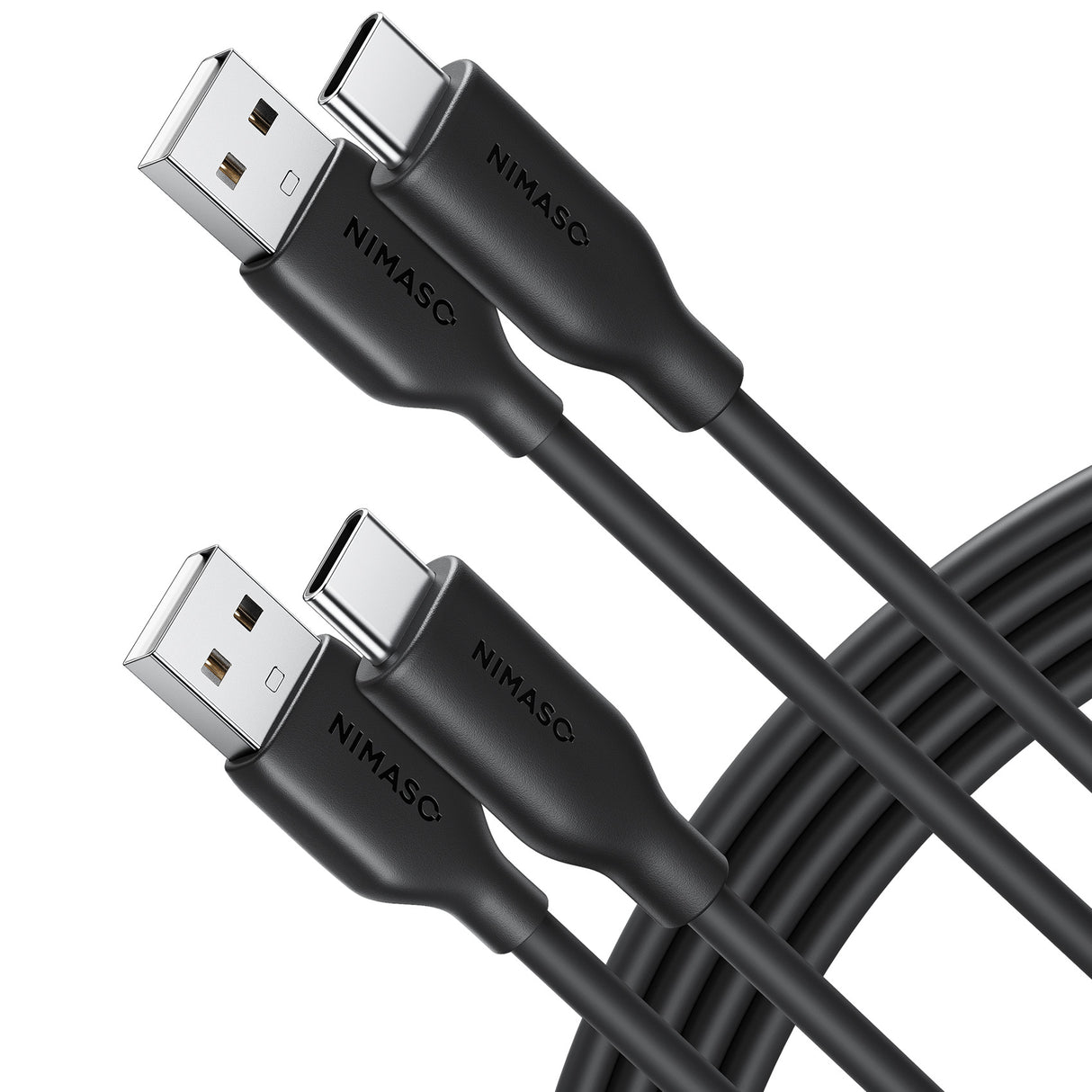 NIMASO USB-A & USB-C ケーブル 絡まないケーブル シリコン素材採用 USB Type C ケーブル 2.0