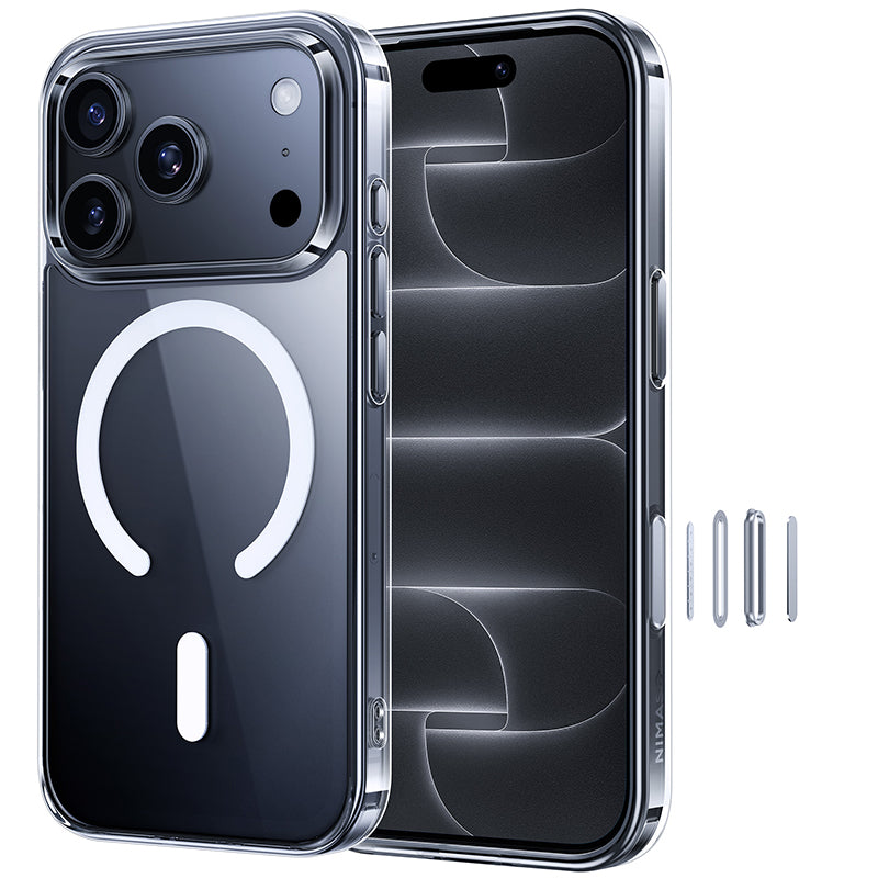 NIMASO iPhone 17/Pro/Pro Max/Air 手机壳，透明，兼容 MagSafe，防黄变，防指纹，防震（冰星系列） 