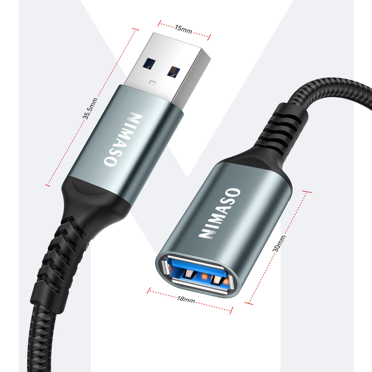 NIMASO USB 延長ケーブル USB3.0規格 0.5m (タイプAオス - タイプAメス)  USB延長コード