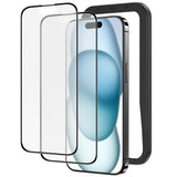 NIMASO iPhone 15/Plus/Pro/Pro Max用 アンチグレア ガラスフィルム 全面保護 黒縁あり ガイド枠付き 2枚セット
