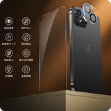NIMASO iPhone 15/Plus/Pro用 ガラスフィルム (2枚) + カメラフィルム (2枚) ガイド枠付き
