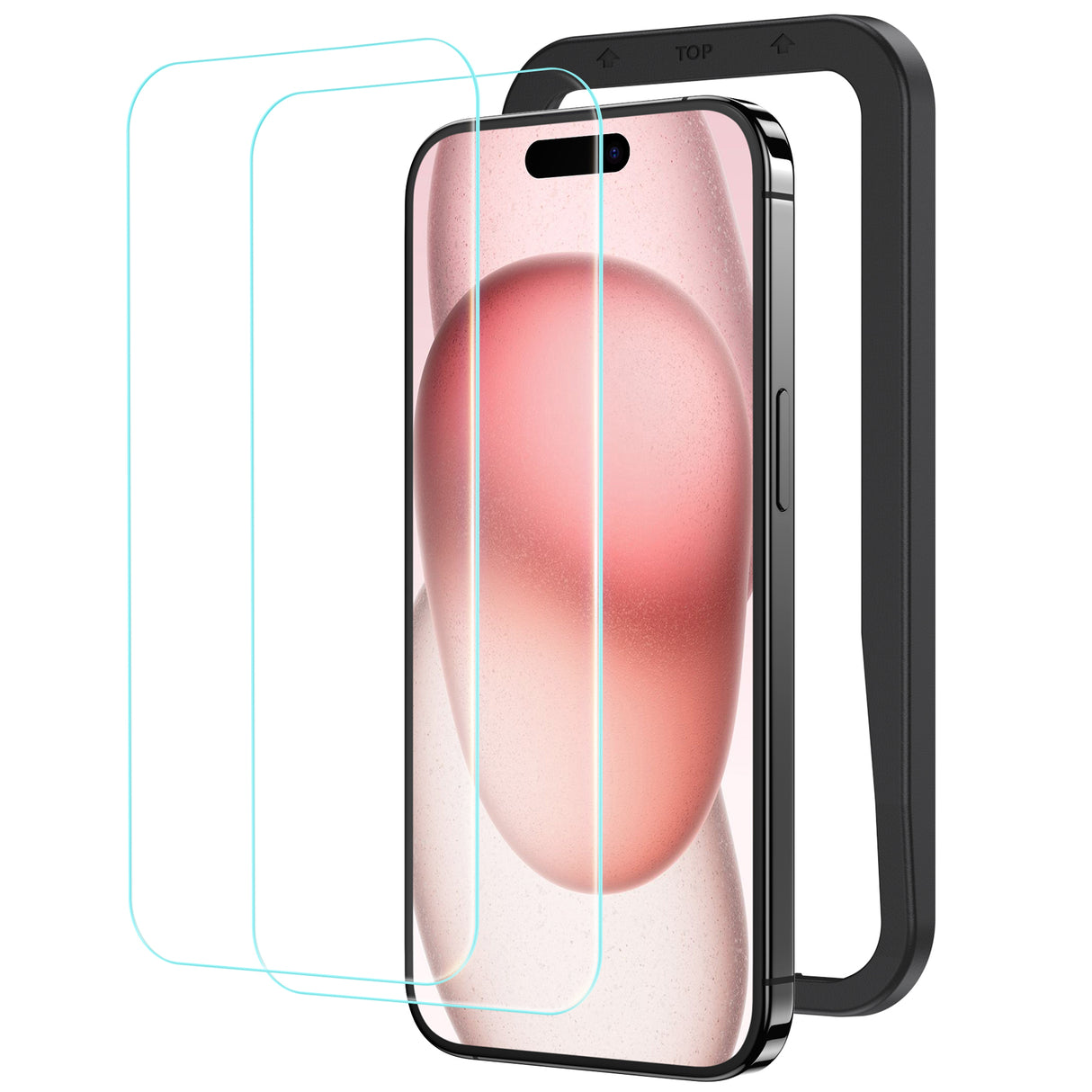 NIMASO ガラスフィルム iPhone 15/Plus/Pro/Pro Max用 光沢仕様 ガラスフィルム ガイド枠付き 【2枚】