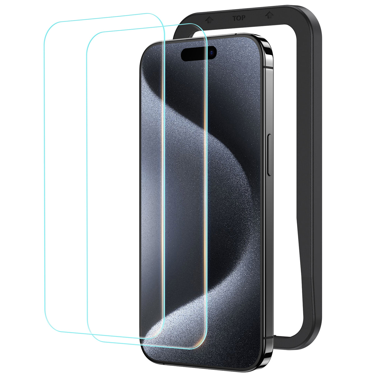 NIMASO ガラスフィルム iPhone 15/Plus/Pro/Pro Max用 光沢仕様 ガラスフィルム ガイド枠付き 【2枚】
