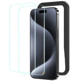 NIMASO ガラスフィルム iPhone 15/Plus/Pro/Pro Max用 光沢仕様 ガラスフィルム ガイド枠付き 【2枚】