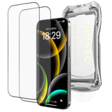 NIMASO iPhone 16/Pro/Pro Max用 アンチグレア 強化ガラスフィルム 黒縁あり 自動除塵ガイド枠【2枚】