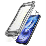 NIMASO iPhone 16/Plus/Pro/Pro Max 用 全面保護 黒縁あり 強化ガラスフィルム 自動除塵ガイド枠【2枚】