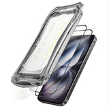 NIMASO iPhone 16/Plus/Pro/Pro Max 用 全面保護 黒縁あり 強化ガラスフィルム 自動除塵ガイド枠【2枚】