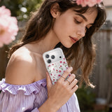 NIMASO iPhone 17/Pro/Pro Max/Air用 ケース MagSafe対応 かわいい おしゃれ スマホケース （フローラルシリーズ）赤いバラ