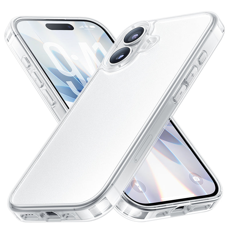 NIMASO Case for iPhone 17/Pro/Pro Max/Air, Clear/Matte, Tempered Glass, 9H Hardness, Impact Resistant, Anti-Yellowing (Ice Crystal Series) 