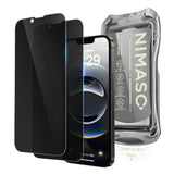 NIMASO iPhone 16e/14/13 Pro/13 覗き見防止 ガラスフィルム プライバシー保護 自動除塵ガイド枠付き【2枚】