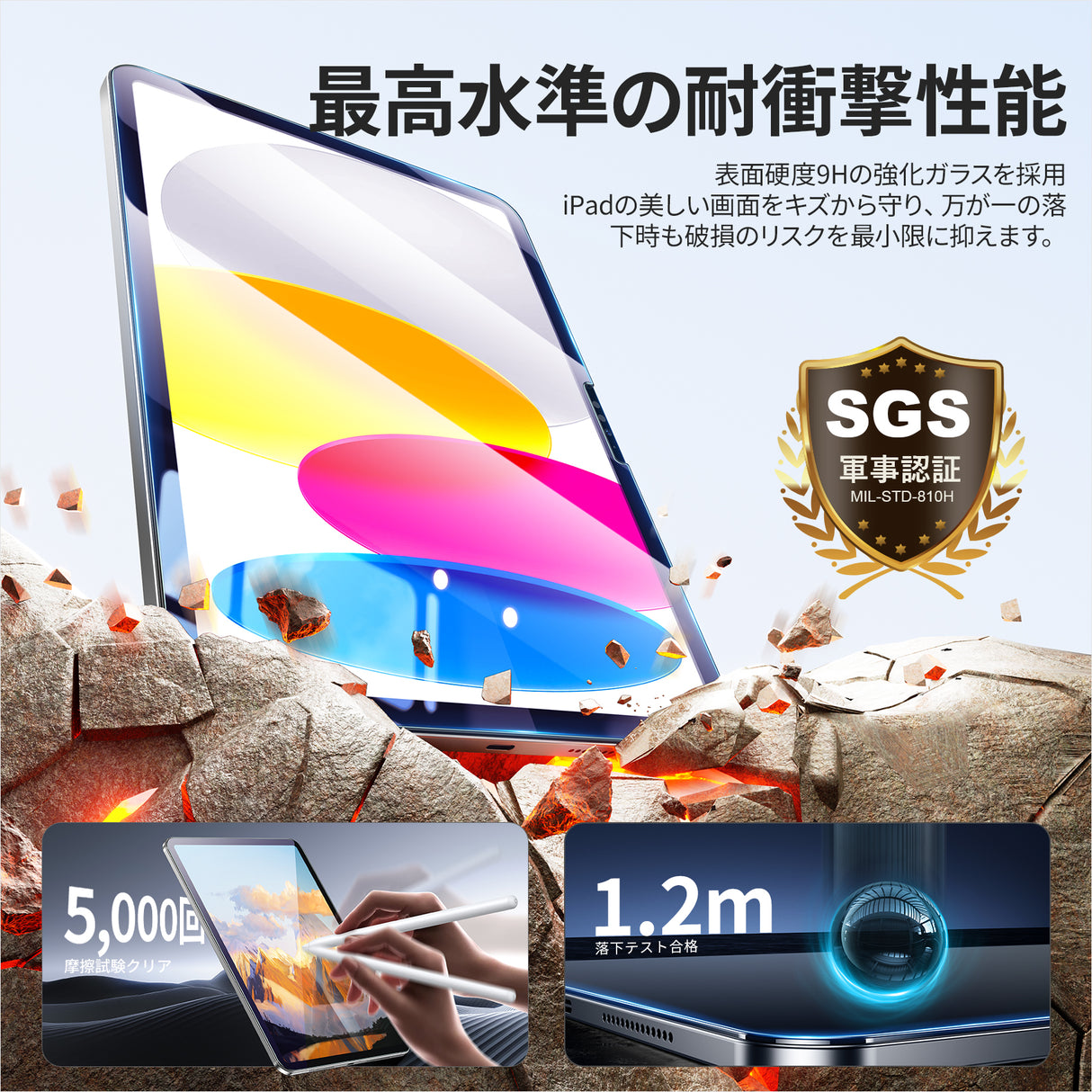 NIMASO ブルーライトカットガラスフィルム iPad 第11世代（A16）2025/iPad 第10世代 2022用 10.9インチ 高光沢 耐衝撃