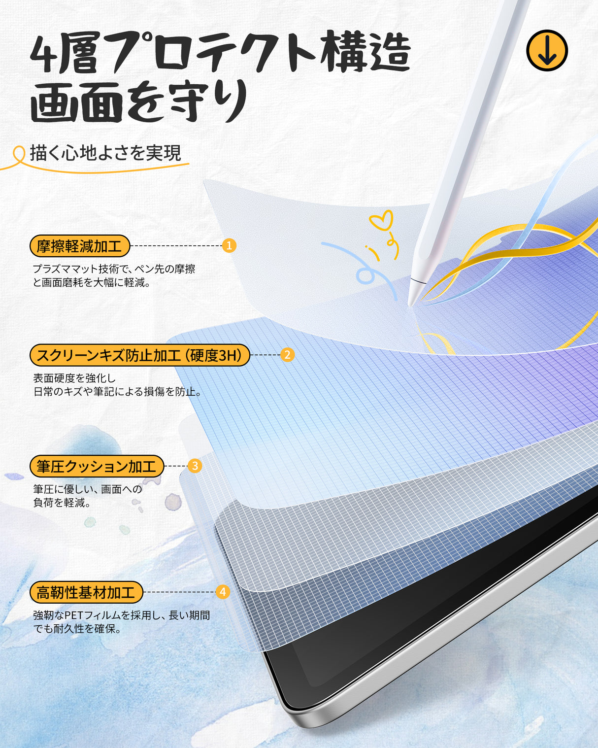NIMASO ペーパーライクフィルム iPad 第11世代（A16）2025/iPad 第10世代 2022用 10.9インチ アンチグレア 反射低減 位置決めガイド付き 紙のような描き心地