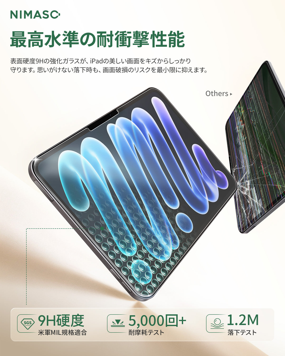 アンチグレアガラスフィルム iPad mini8（A20 Pro）用 2026年（8.5インチ） 保護フィルム 反射防止 指紋防止 1枚セット