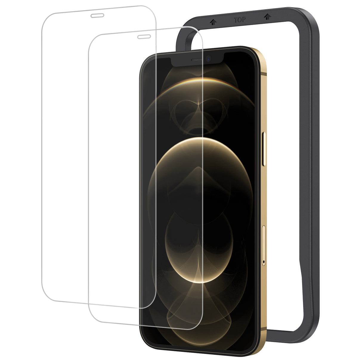 NIMASO ガラスフィルム iPhone X/XS/11 Pro/12/12 Pro用 高光沢 ガイド枠付き 2枚入り