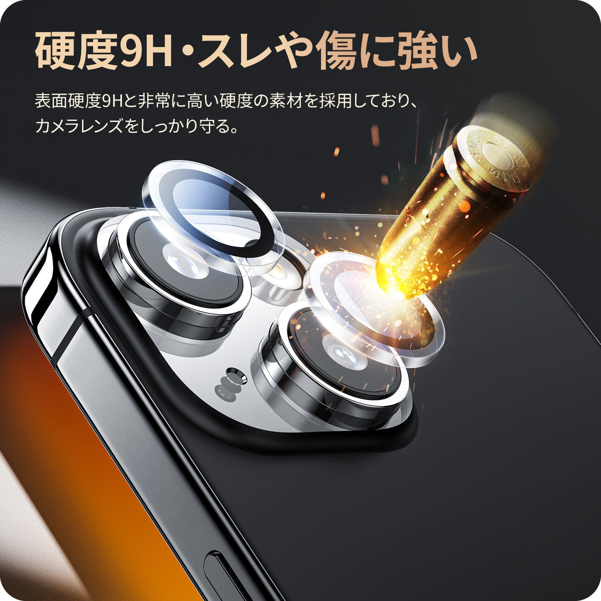 iPhone 15/Plus/Pro/Pro Max用 レンズカバー　9H高硬度の強化ガラス