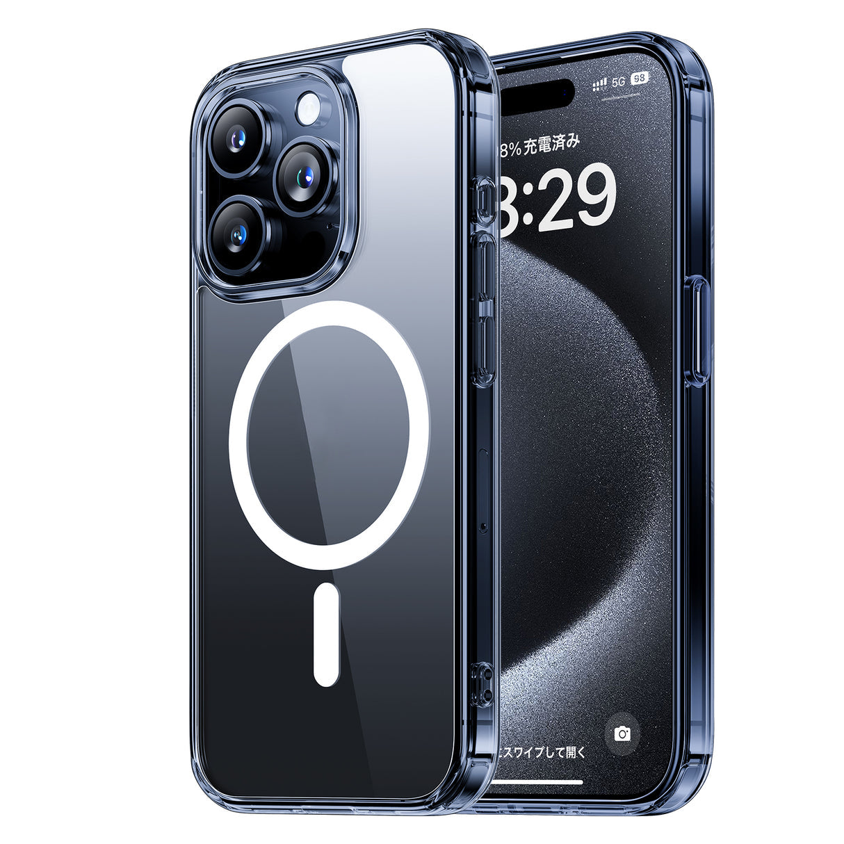  iPhone 15 Pro/Pro Max ブルー 耐衝撃 スマホケース