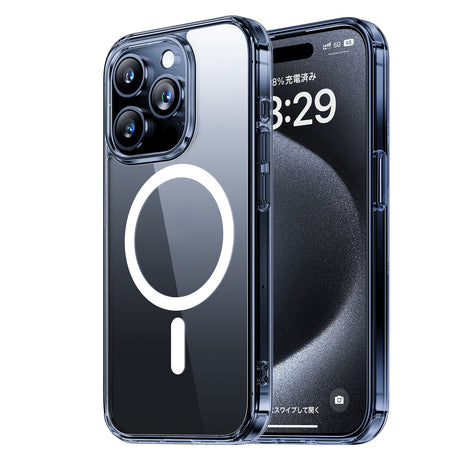  iPhone 15 Pro/Pro Max ブルー 耐衝撃 スマホケース