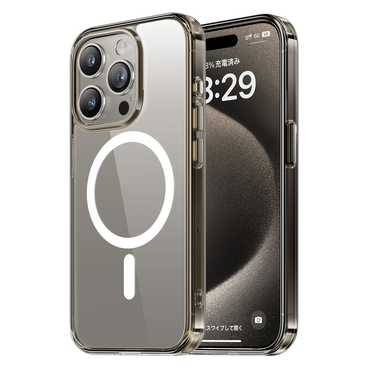  iPhone 15 Pro/Pro Max ブラウン 耐衝撃 スマホケース