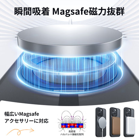 iPhone 15 Pro MagSafe対応 ケース 360°回転スタンドケース 