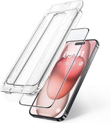 NIMASO ガラスフィルム iPhone 15/Plus/Pro/Pro Max用 強化ガラス 黒縁あり 全面保護 自動除塵 気泡ゼロ ガイド枠付き