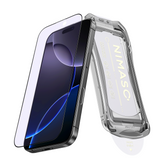 NIMASO Blue Light Blocking Tempered Glass Screen Protector for iPhone 16/Pro/16 Pro Max, Reduces Eye Strain, Includes Black Bezel and Automatic Dust Removal Guide Frame (2 Screens) 