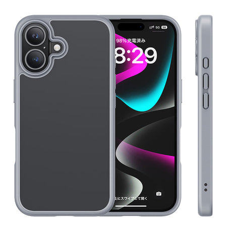iPhone 16Plus用ケース マット仕上げ グレー