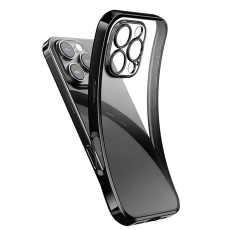 iPhone 16Pro/Pro Max用ケース クリア TPU スマホケース 耐衝撃 黄ばみにくい（清水シリーズ）ブラック