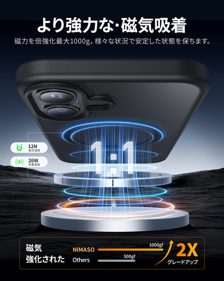 iPhone 16/Plus/Pro/Pro Max用ケース+カメラフィルム MagSafeアクセサリー対応 