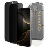 NIMASO 28° Privacy Glass Film for iPhone 16/Plus with Guide Frame [2 Sheets] 
