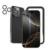 NIMASO iPhone 16/Pro Max/Plus用 強化ガラスフィルム+カメラフィルム(1/2枚セット) ガイド枠付き 硬度9H