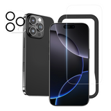 NIMASO iPhone 16/Pro Max/Plus用 強化ガラスフィルム+カメラフィルム(1/2枚セット) ガイド枠付き 硬度9H