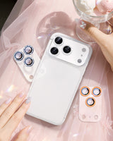 NIMASO カメラフィルム iPhone 17/Pro/Pro Max 対応 アクリル＋キラキラ 全面保護 黒縁取り 9H強化ガラス 耐衝撃 1枚セット