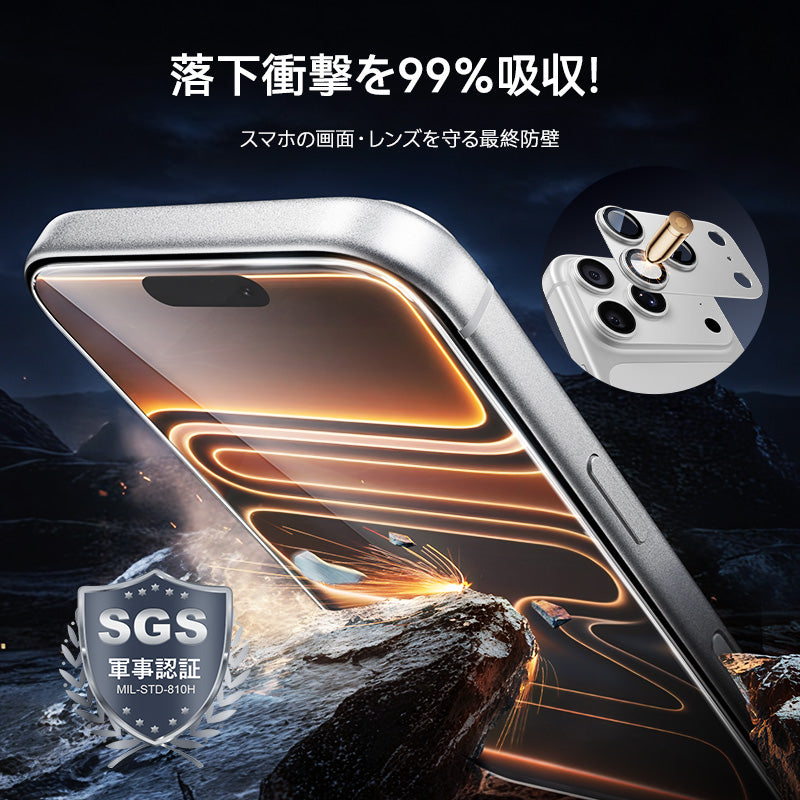 【究極の保護セット】NIMASO iPhone 17 Pro Max 対応 ガラスフィルム ＋ カメラ保護フィルム クリア / アンチグレア / 覗き見防止 アルミ合金