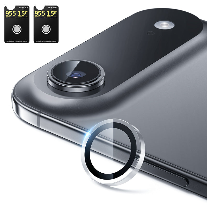 NIMASO iPhone 17/Pro/Pro Max/Air用 カメラフィルム 黒縁取り ガイド枠付き【2枚】
