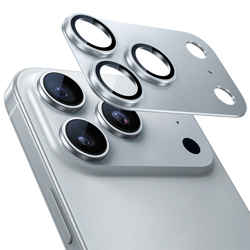 NIMASO iPhone 17 Pro/Pro Max/Air用 カメラフィルム アルミ合金＋9H強化ガラス 全面保護 黒縁取り 耐衝撃 ガイド枠付き