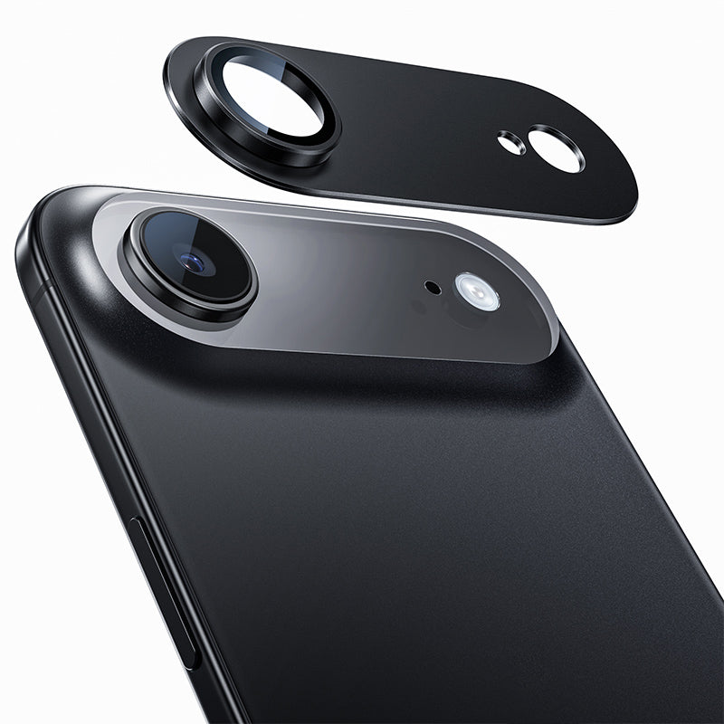 NIMASO iPhone 17 Pro/Pro Max/Air用 カメラフィルム アルミ合金＋9H強化ガラス 全面保護 黒縁取り 耐衝撃 ガイド枠付き