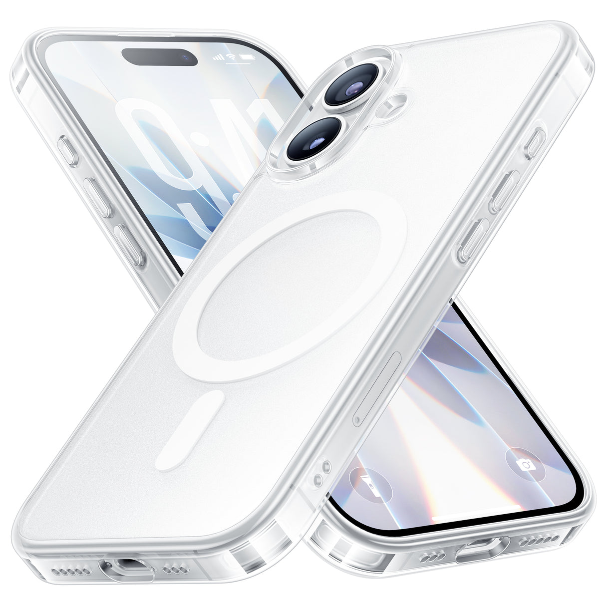 NIMASO Case for iPhone 17/Pro/Pro Max/Air, Clear/Matte, Tempered Glass, 9H Hardness, Impact Resistant, Anti-Yellowing (Ice Crystal Series) 