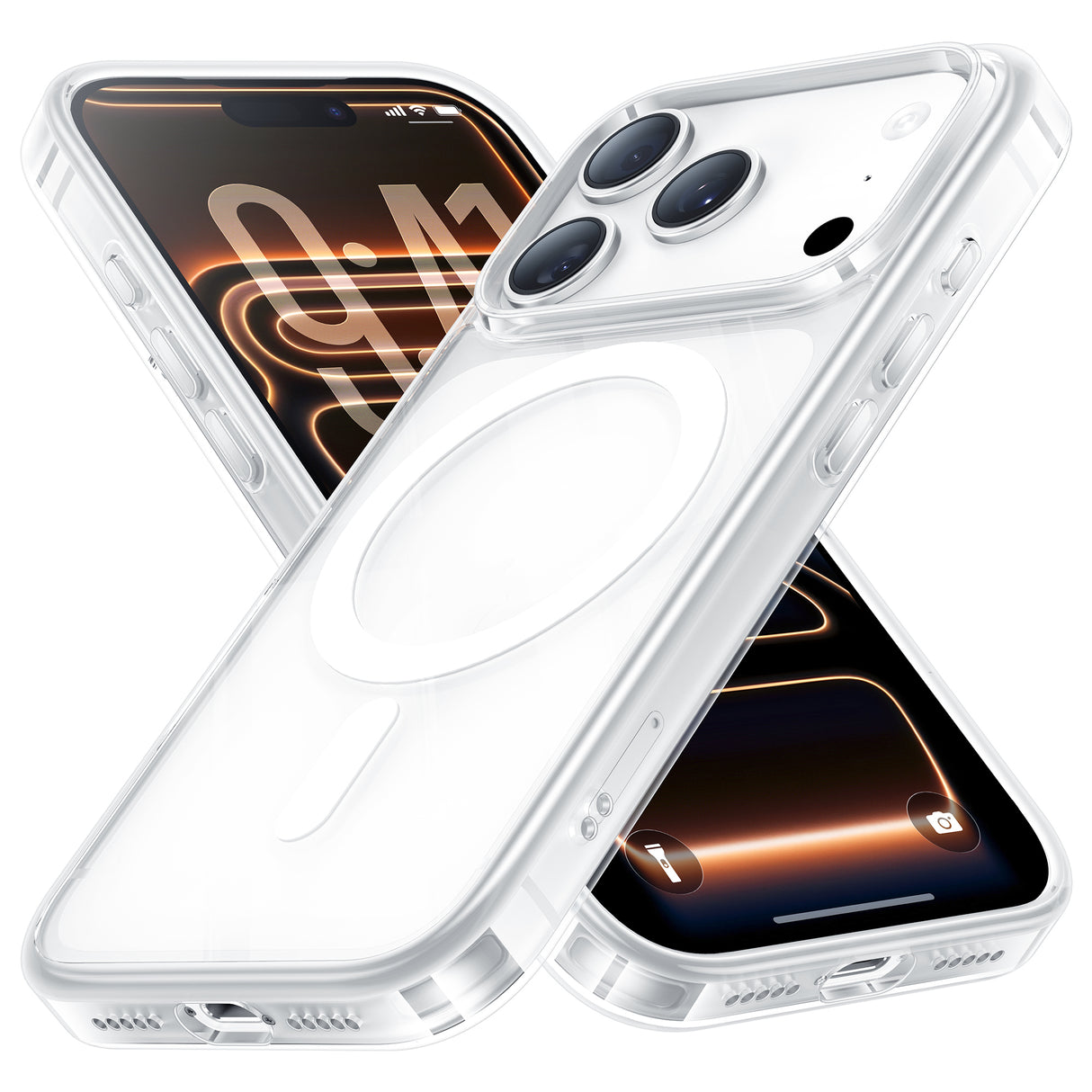 NIMASO Case for iPhone 17/Pro/Pro Max/Air, Clear/Matte, Tempered Glass, 9H Hardness, Impact Resistant, Anti-Yellowing (Ice Crystal Series) 