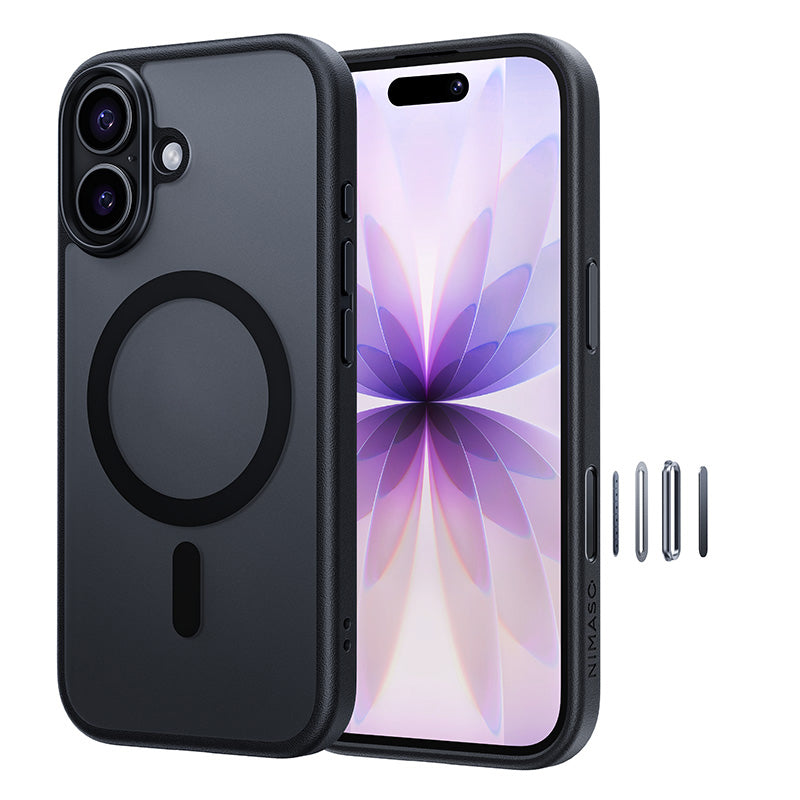 NIMASO iPhone 17/Pro/Pro Max/Air用ケース MagSafe対応 耐衝撃 ワイヤレス充電 カメラコントロールカバー（黒羽シリーズ）