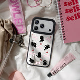 NIMASO iPhone 17/Pro/Pro Max/Air用 ケース MagSafe対応 ミラー かわいい おしゃれ 耐衝撃 ワイヤレス充電対応（ファンシーシリーズ）ブラックキャット