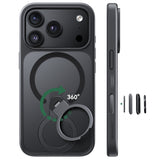 NIMASO 360° Rotating Stand Case for iPhone 17/Pro/Pro Max/Air, MagSafe Compatible, Semi-Transparent, Shockproof Smartphone Case (Kuroba Series) 