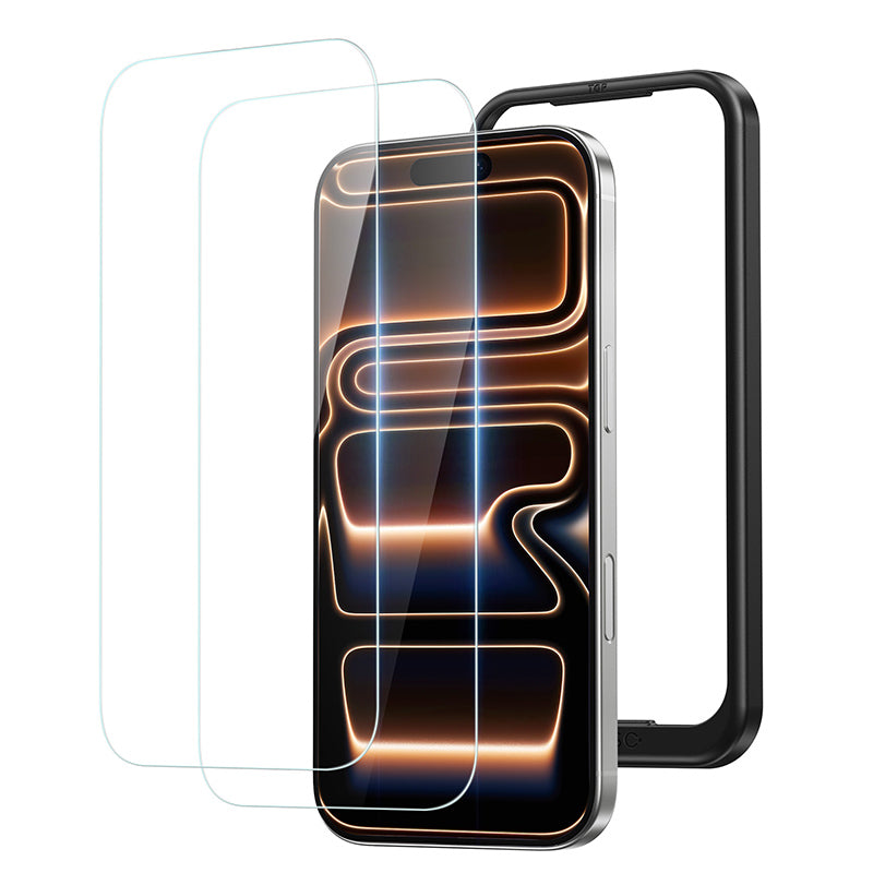 NIMASO iPhone 17/Pro/Pro Max/Air用  強化ガラスフィルム 耐衝撃 ガイド枠付き【2枚】