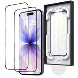 NIMASO iPhone 17/Pro/Pro Max/Air用 【バリ楽Box】 強化ガラスフィルム 全面保護 黒縁あり 自動除塵ガイド枠付き【2枚】