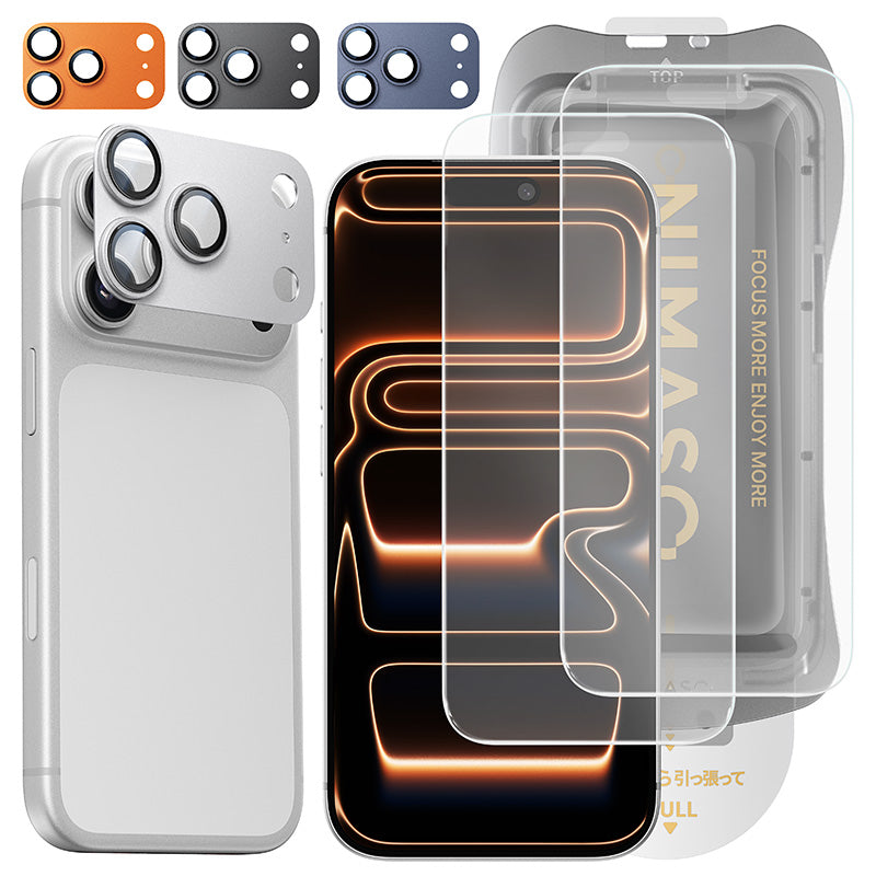 【究極の保護セット】NIMASO iPhone 17 Pro 対応 ガラスフィルム ＋ カメラ保護フィルム クリア / アンチグレア / 覗き見防止 アルミ合金