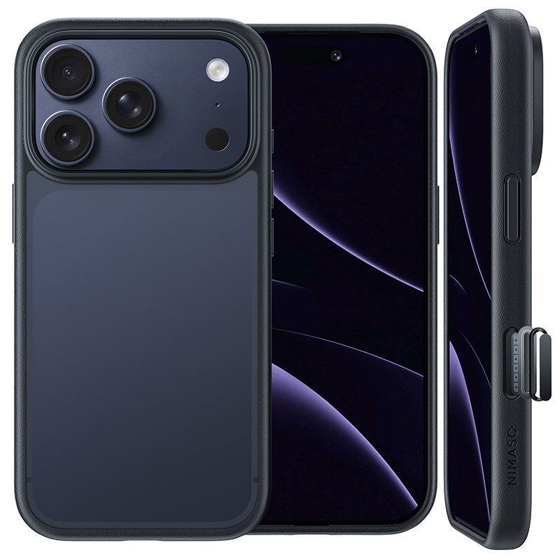 NIMASO 适用于 iPhone 17/Pro/Pro Max/Air 的手机壳，半透明，防震，无线充电，带挂绳孔（黑羽系列） 